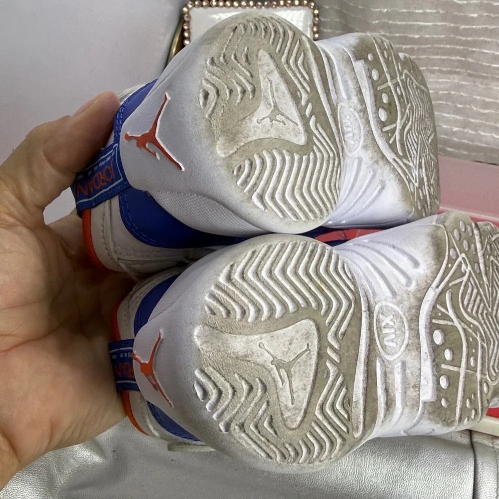 (N1)Jordan Jumpman-Unisex Baby Sneakers (11C,Boy and Girl),White,Blue and Orange - Picture 12 of 14